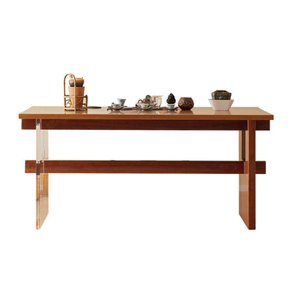 Cherry Wooden Solid Wood Dining Table Trestle Base Rectangle Dining Table