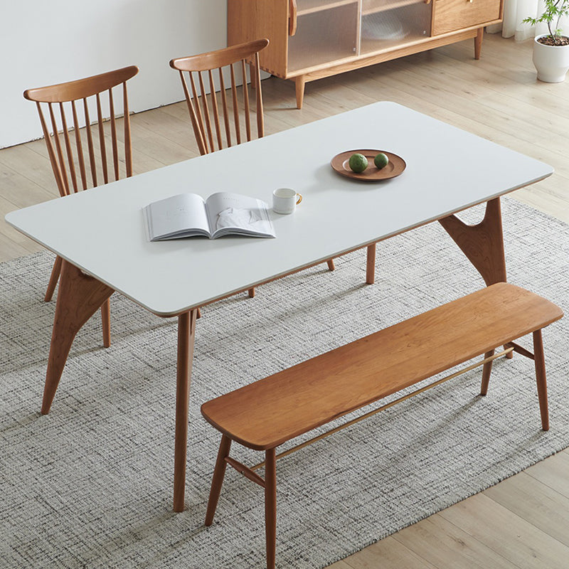 Table à manger rectangulaire avec cadre en bois massif et 4 pieds
