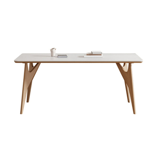 Table à manger rectangulaire avec cadre en bois massif et 4 pieds