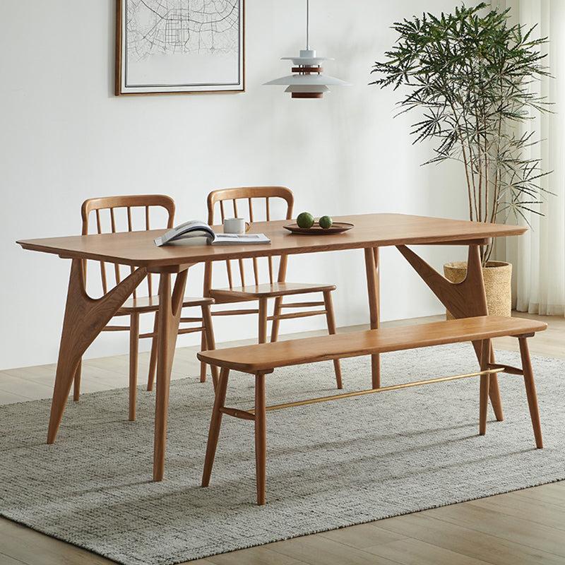 Table à manger rectangulaire avec cadre en bois massif et 4 pieds