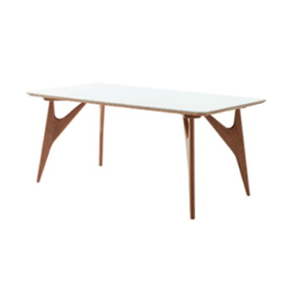 Table à manger rectangulaire avec cadre en bois massif et 4 pieds