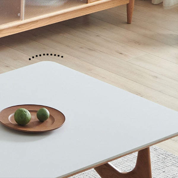 Table à manger rectangulaire avec cadre en bois massif et 4 pieds