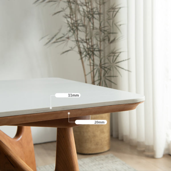 Table à manger rectangulaire avec cadre en bois massif et 4 pieds