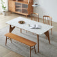 Table à manger rectangulaire avec cadre en bois massif et 4 pieds