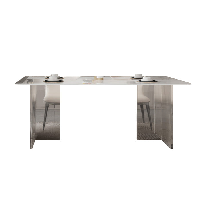 Mesa de comedor de piedra sinterizada, mesa con pedestal doble para cocina, comedor
