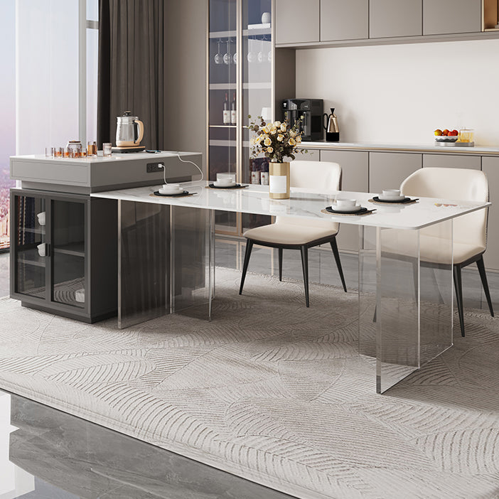Mesa de comedor de piedra sinterizada, mesa con pedestal doble para cocina, comedor