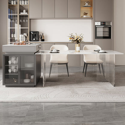 Mesa de comedor de piedra sinterizada, mesa con pedestal doble para cocina, comedor