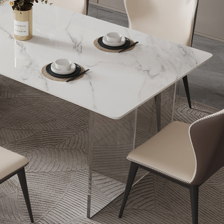 Mesa de comedor de piedra sinterizada, mesa con pedestal doble para cocina, comedor