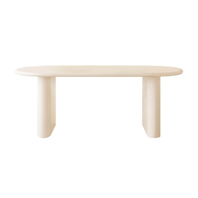 Double Pedestal Dining Table Solid Wood Dining Table in White for Dining Room Oval Without Chairs Clearhalo 'Dining Tables & Seating' 'Dining Tables' 'dining_table' 'furn' 'furn_dining_table' 'Furniture' 'Kitchen & Dining Furniture' 7493172