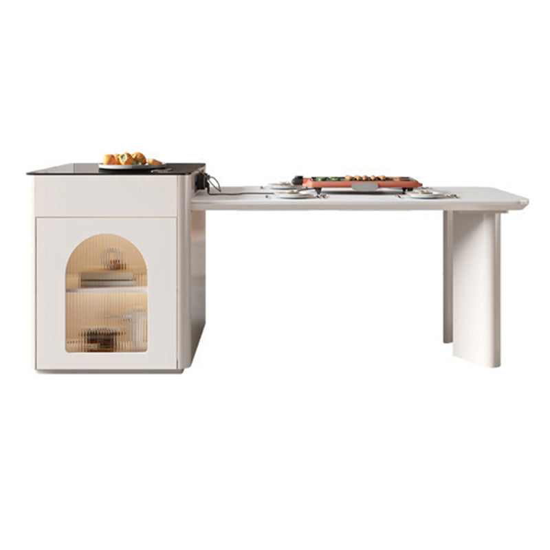 Double Pedestal Table Extendable Dining Table for Kitchen Dining Room Without Chairs Clearhalo 'Dining Tables & Seating' 'Dining Tables' 'dining_table' 'furn' 'furn_dining_table' 'Furniture' 'Kitchen & Dining Furniture' 7493194