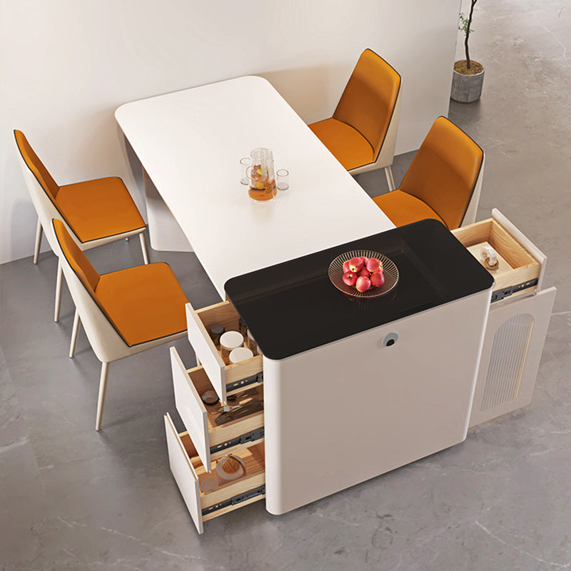 Double Pedestal Table Extendable Dining Table for Kitchen Dining Room Clearhalo 'Dining Tables & Seating' 'Dining Tables' 'dining_table' 'furn' 'furn_dining_table' 'Furniture' 'Kitchen & Dining Furniture' 7493197