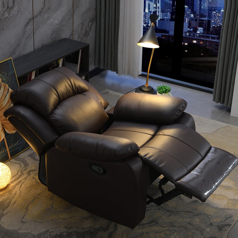 Contemporary Home Theater Recliner Metal Solid Color Indoor No Motion Reclining Dark Brown Clearhalo 'Chairs & Seating' 'furn' 'furn_recliners' 'Furniture' 'Living Room Furniture' 'Recliners' 7493234