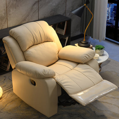 Contemporary Home Theater Recliner Metal Solid Color Indoor No Motion Reclining Off-White Clearhalo 'Chairs & Seating' 'furn' 'furn_recliners' 'Furniture' 'Living Room Furniture' 'Recliners' 7493236