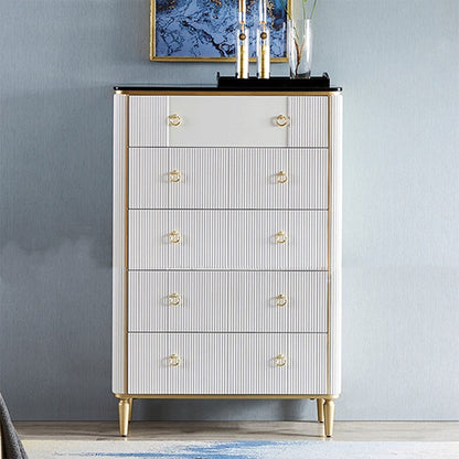 Contemporary Side Board Marble Sideboard Table with Doors for Dining Room 30"L x 14"W x 50"H White