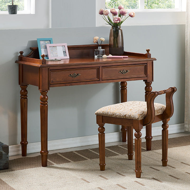 Bureau de bureau en bois de style contemporain Desk de tâche de forme rectangulaire avec 2 tiroirs pour la maison