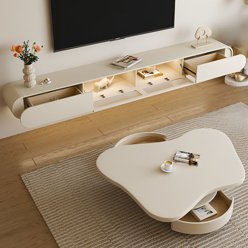 Modern TV Console White Wall-mounted Media Console for Living Room Clearhalo 'furn' 'furn_tv_stands_entertainment_centers' 'Furniture' 'Living Room Furniture' 'TV Stands & Entertainment Centers' 'TV Stands & Media Storage Furniture' 'tv_stands_entertainment_centers' 7496171