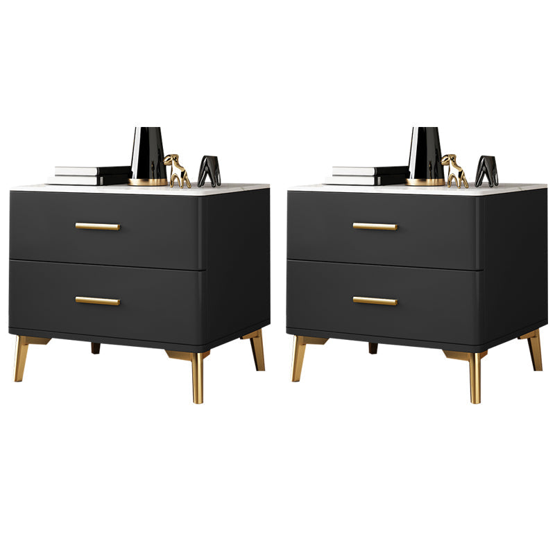 ストーンアクセントテーブルナイトスタンドグラムナイトスタンド2つの引き出しが付いています