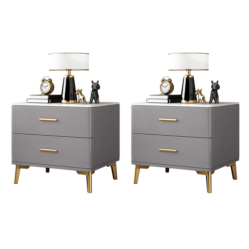 ストーンアクセントテーブルナイトスタンドグラムナイトスタンド2つの引き出しが付いています