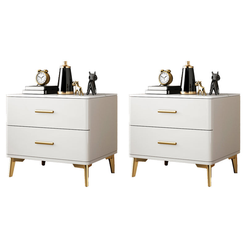 ストーンアクセントテーブルナイトスタンドグラムナイトスタンド2つの引き出しが付いています