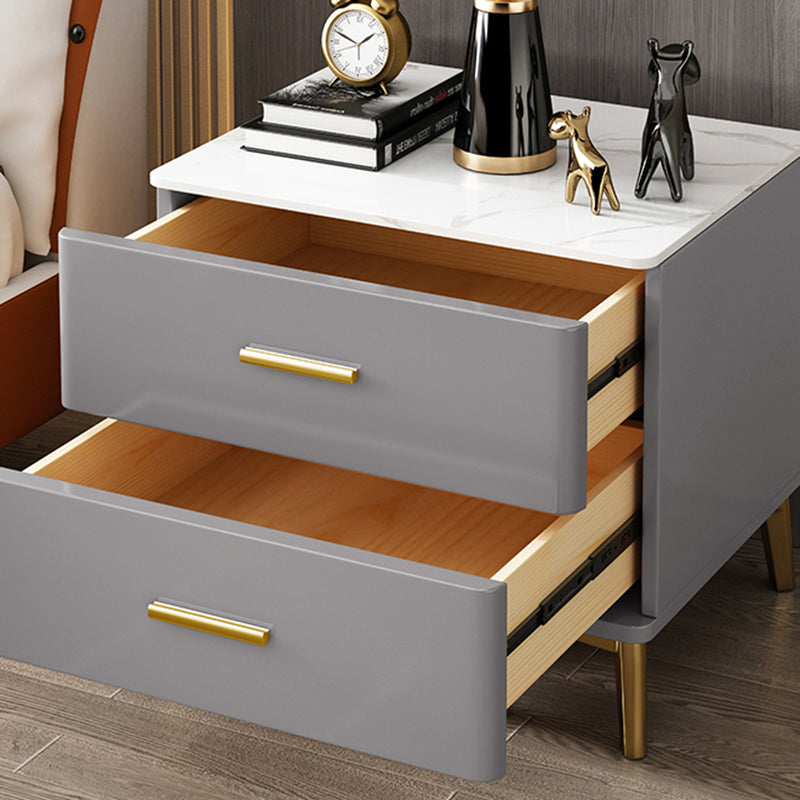 ストーンアクセントテーブルナイトスタンドグラムナイトスタンド2つの引き出しが付いています