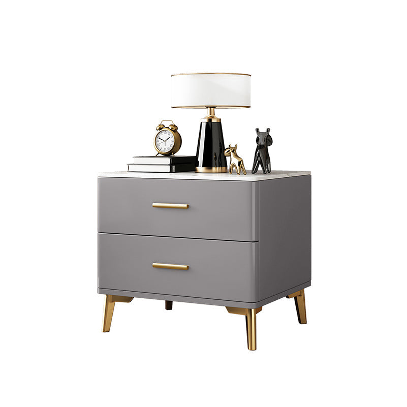 ストーンアクセントテーブルナイトスタンドグラムナイトスタンド2つの引き出しが付いています