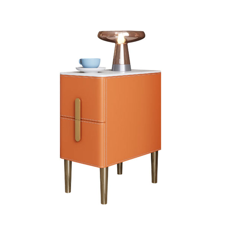 Mesa de piedra de mesa de acento de glamour clásico con 2 cajones