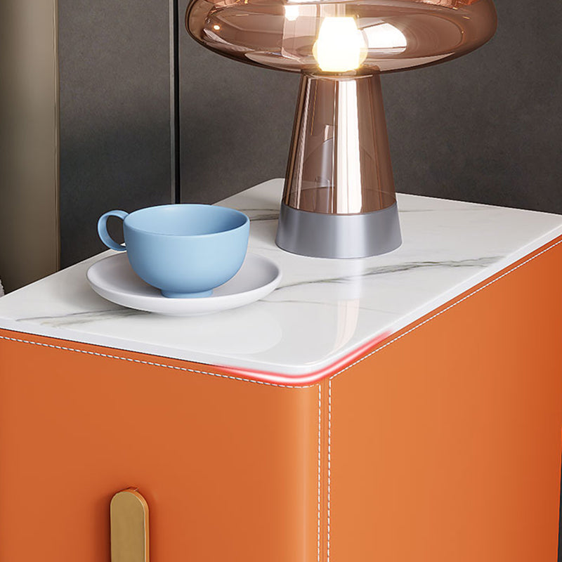 Mesa de piedra de mesa de acento de glamour clásico con 2 cajones