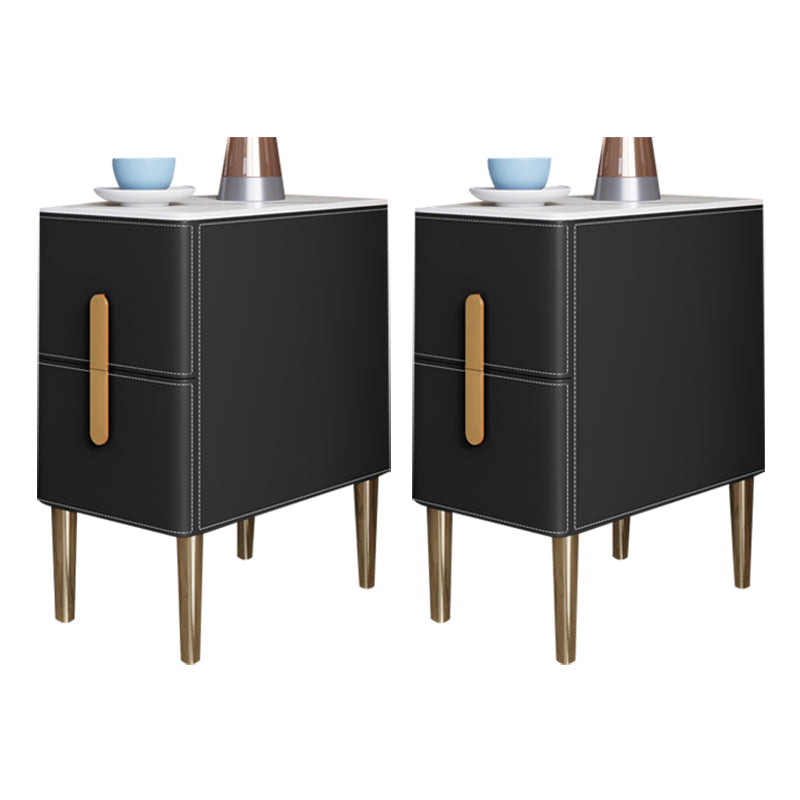 Mesa de piedra de mesa de acento de glamour clásico con 2 cajones