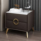 Classic Glam Accent Table Nightstand Stone Nightstand with 2 Drawers Light Coffee 1 Piece Clearhalo 'Bedroom Furniture' 'furn' 'furn_night_stand' 'Furniture' 'night_stand' 'Nightstands' 7496296