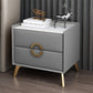 Classic Glam Accent Table Nightstand Stone Nightstand with 2 Drawers 20"L x 18"W x 18.5"H Light Gray 1 Piece Clearhalo 'Bedroom Furniture' 'furn' 'furn_night_stand' 'Furniture' 'night_stand' 'Nightstands' 7496297