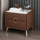 Classic Glam Accent Table Nightstand Stone Nightstand with 2 Drawers Brown 1 Piece Clearhalo 'Bedroom Furniture' 'furn' 'furn_night_stand' 'Furniture' 'night_stand' 'Nightstands' 7496298