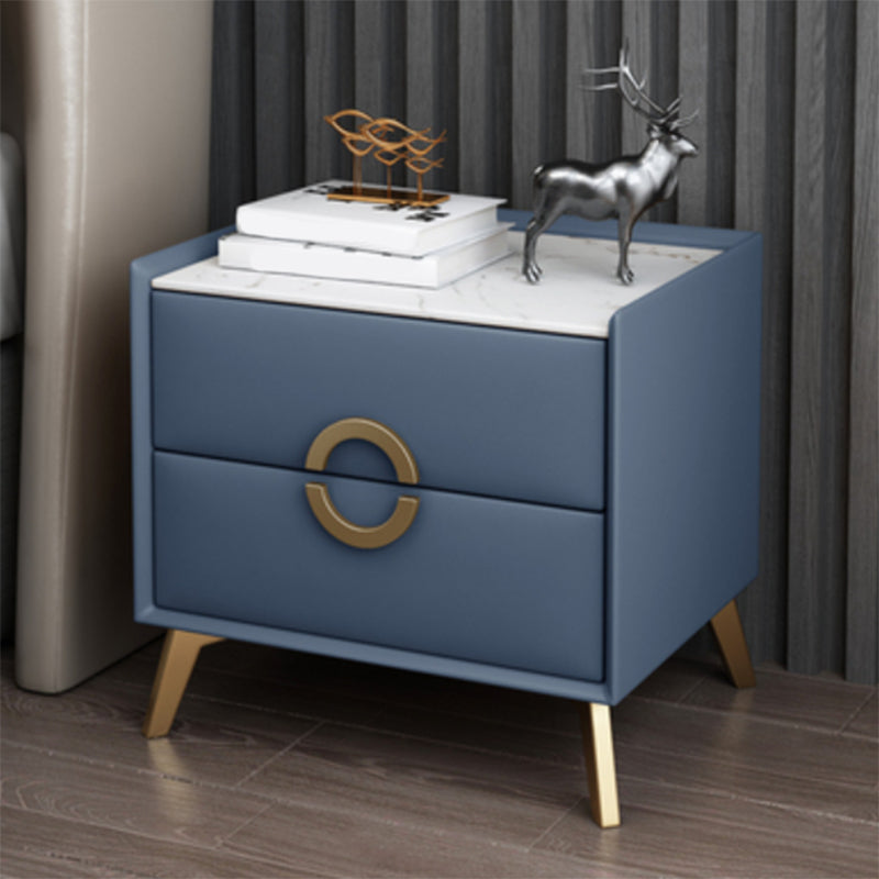 Classic Glam Accent Table Nightstand Stone Nightstand with 2 Drawers Light Blue 1 Piece Clearhalo 'Bedroom Furniture' 'furn' 'furn_night_stand' 'Furniture' 'night_stand' 'Nightstands' 7496299