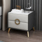 Classic Glam Accent Table Nightstand Stone Nightstand with 2 Drawers Dark Gray Beige 1 Piece Clearhalo 'Bedroom Furniture' 'furn' 'furn_night_stand' 'Furniture' 'night_stand' 'Nightstands' 7496302