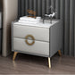Classic Glam Accent Table Nightstand Stone Nightstand with 2 Drawers Light Gray Beige 1 Piece Clearhalo 'Bedroom Furniture' 'furn' 'furn_night_stand' 'Furniture' 'night_stand' 'Nightstands' 7496304