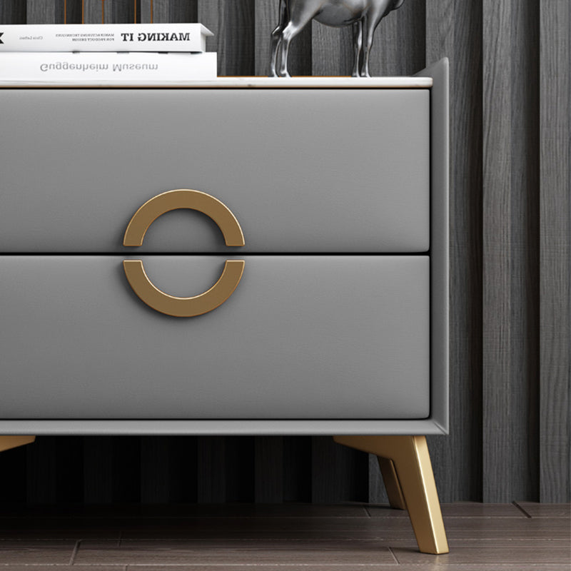 Classic Glam Accent Table Nightstand Stone Nightstand with 2 Drawers Clearhalo 'Bedroom Furniture' 'furn' 'furn_night_stand' 'Furniture' 'night_stand' 'Nightstands' 7496305