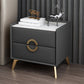 Classic Glam Accent Table Nightstand Stone Nightstand with 2 Drawers Dark Gray 1 Piece Clearhalo 'Bedroom Furniture' 'furn' 'furn_night_stand' 'Furniture' 'night_stand' 'Nightstands' 7496306