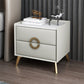 Classic Glam Accent Table Nightstand Stone Nightstand with 2 Drawers Off-White 1 Piece Clearhalo 'Bedroom Furniture' 'furn' 'furn_night_stand' 'Furniture' 'night_stand' 'Nightstands' 7496309
