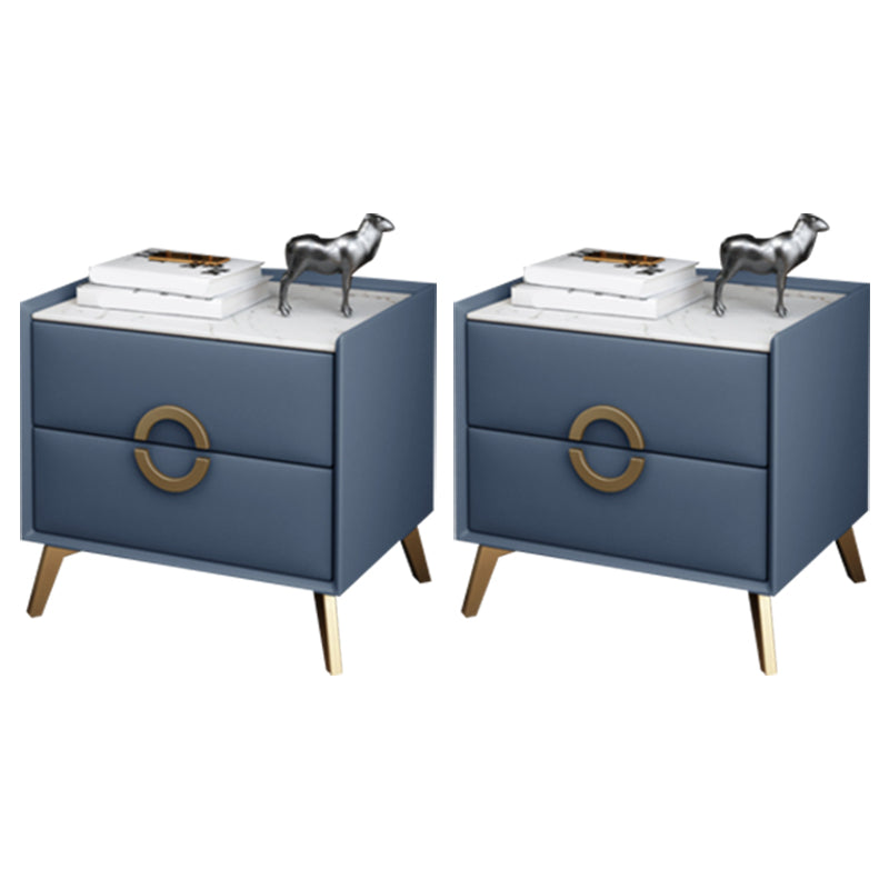 Classic Glam Accent Table Nightstand Stone Nightstand with 2 Drawers Light Blue 2 Piece Set Clearhalo 'Bedroom Furniture' 'furn' 'furn_night_stand' 'Furniture' 'night_stand' 'Nightstands' 7496314