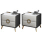 Classic Glam Accent Table Nightstand Stone Nightstand with 2 Drawers Dark Gray Beige 2 Piece Set Clearhalo 'Bedroom Furniture' 'furn' 'furn_night_stand' 'Furniture' 'night_stand' 'Nightstands' 7496316
