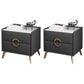 Classic Glam Accent Table Nightstand Stone Nightstand with 2 Drawers Dark Gray 2 Piece Set Clearhalo 'Bedroom Furniture' 'furn' 'furn_night_stand' 'Furniture' 'night_stand' 'Nightstands' 7496318