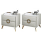 Classic Glam Accent Table Nightstand Stone Nightstand with 2 Drawers Off-White 2 Piece Set Clearhalo 'Bedroom Furniture' 'furn' 'furn_night_stand' 'Furniture' 'night_stand' 'Nightstands' 7496319