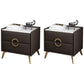Classic Glam Accent Table Nightstand Stone Nightstand with 2 Drawers Light Coffee 2 Piece Set Clearhalo 'Bedroom Furniture' 'furn' 'furn_night_stand' 'Furniture' 'night_stand' 'Nightstands' 7496320