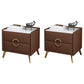 Classic Glam Accent Table Nightstand Stone Nightstand with 2 Drawers Brown 2 Piece Set Clearhalo 'Bedroom Furniture' 'furn' 'furn_night_stand' 'Furniture' 'night_stand' 'Nightstands' 7496321