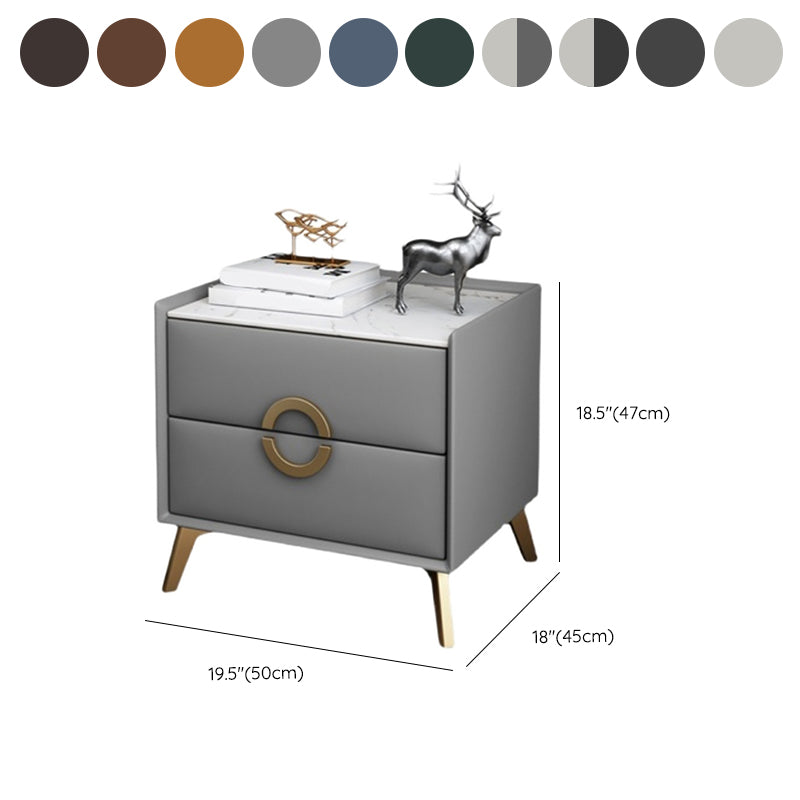 Classic Glam Accent Table Nightstand Stone Nightstand with 2 Drawers Clearhalo 'Bedroom Furniture' 'furn' 'furn_night_stand' 'Furniture' 'night_stand' 'Nightstands' 7496324