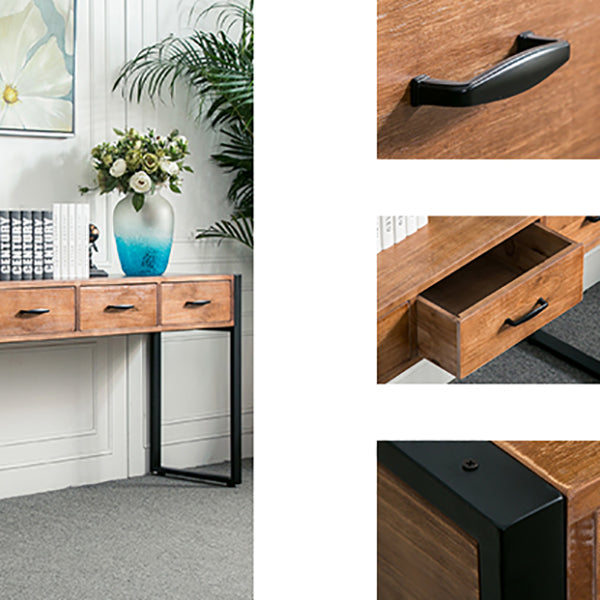 Modern Rectangular Console Table Metal Console Sofa Table in Brown Clearhalo 'Console Tables' 'console_tables' 'Entry & Mudroom Furniture' 'furn' 'furn_console_tables' 'Furniture' 7496472