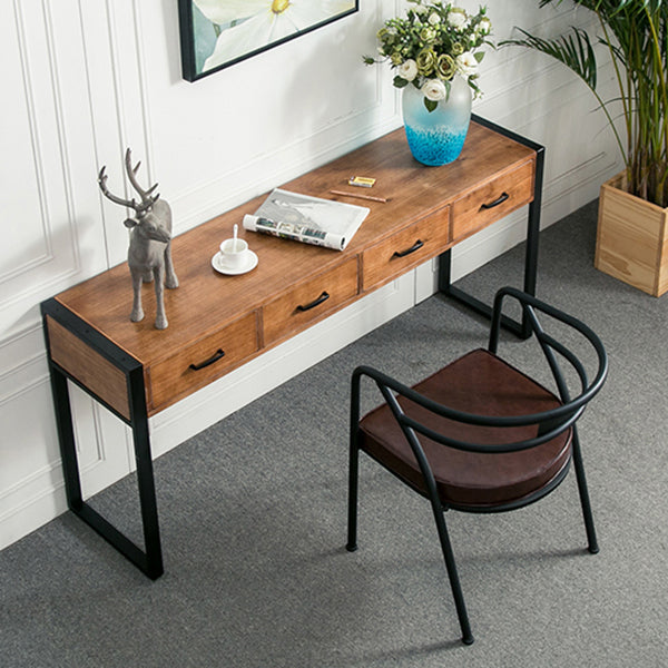 Modern Rectangular Console Table Metal Console Sofa Table in Brown Clearhalo 'Console Tables' 'console_tables' 'Entry & Mudroom Furniture' 'furn' 'furn_console_tables' 'Furniture' 7496475