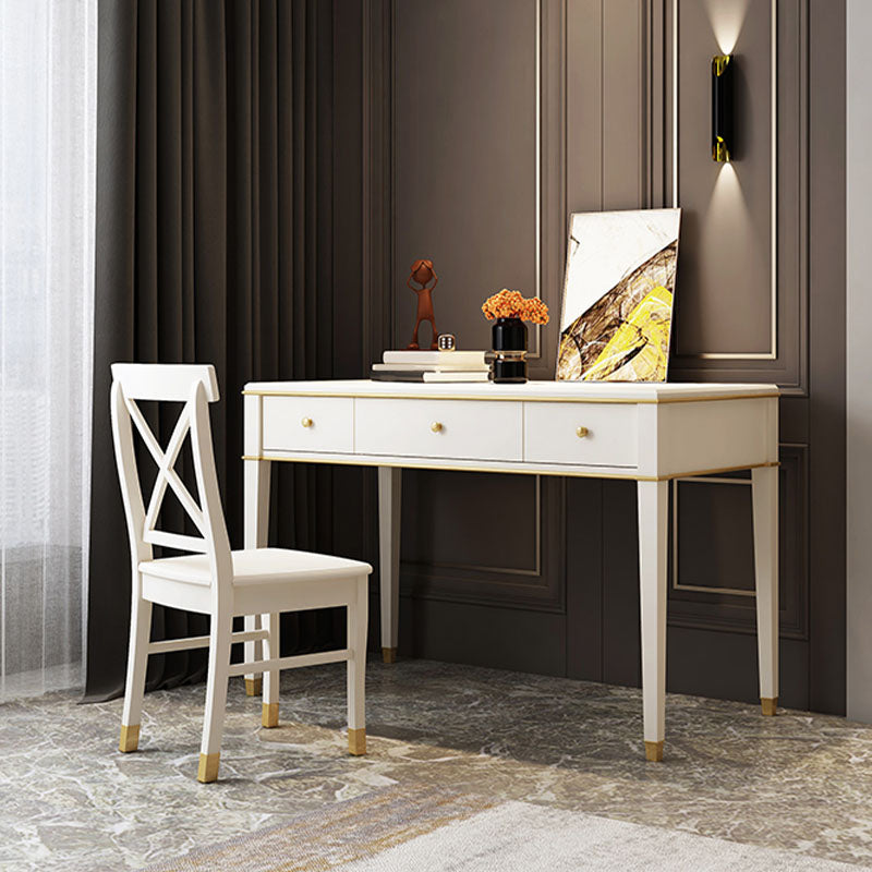 Bureau de bureau en bois de style contemporain Bureau de tâche de forme rectangulaire avec 3 tiroirs pour la maison