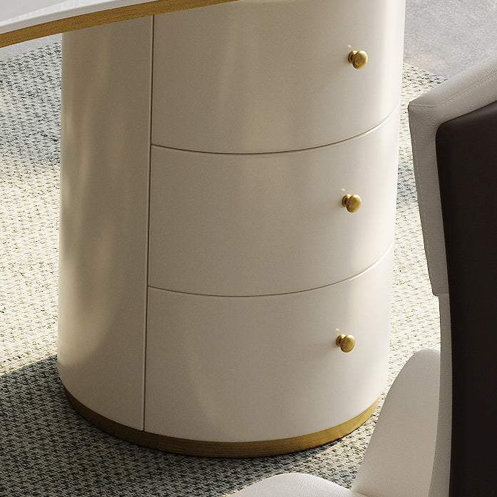 Table de bureau moderne de forme irrégulière Bureau d'écriture de pierre blanc 2-legs