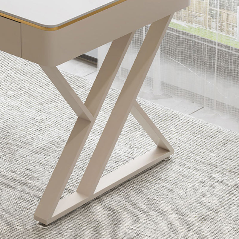 Escritorio de escritura de piedra de estilo contemporáneo escritorio de oficina rectangular con 2 cajones