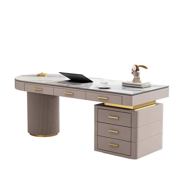 Rettangolo di top scint da ufficio in pietra rettangolare scrivania glam con 6 cassetti per ufficio